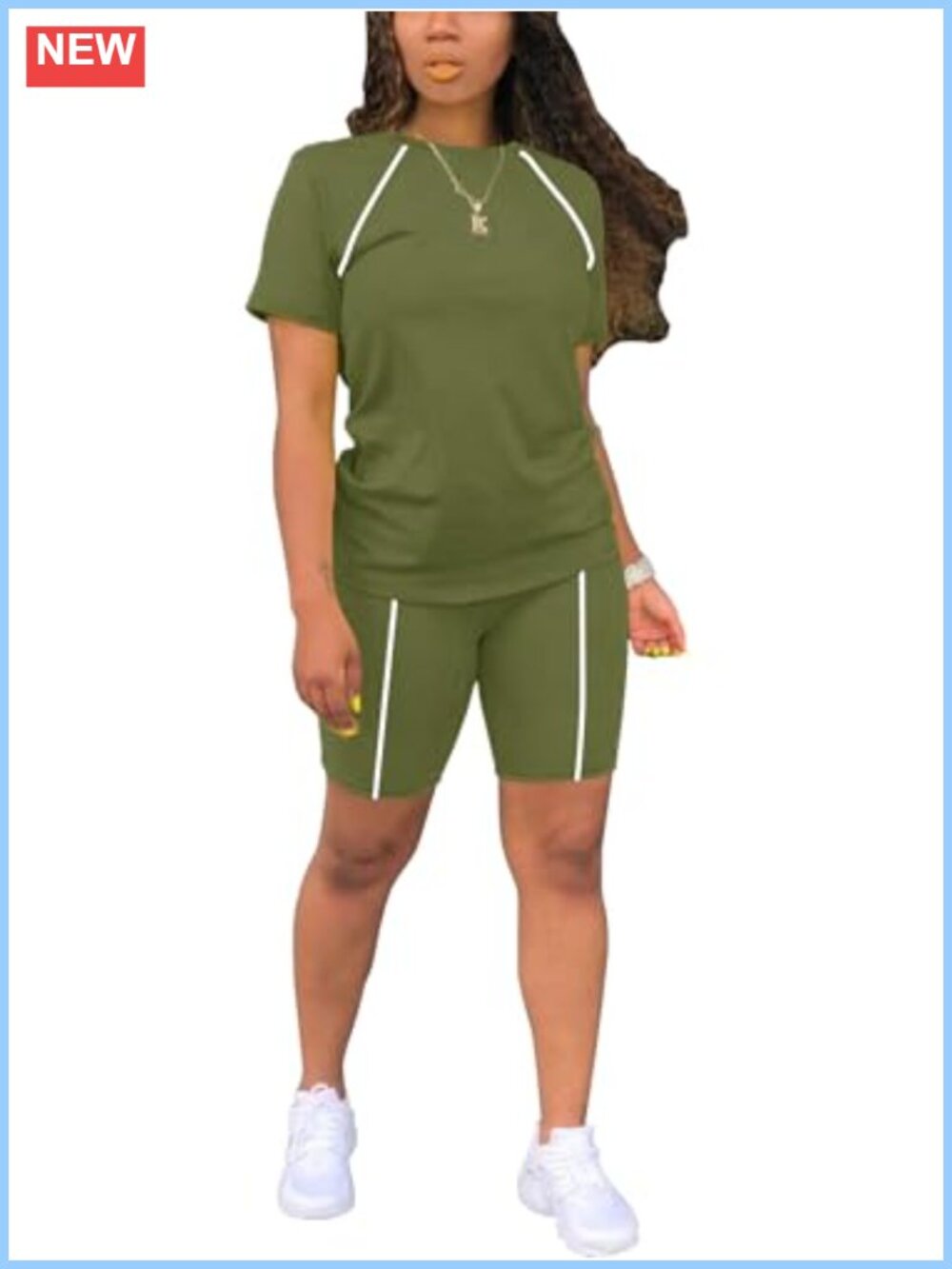 Women's 2 Piece Short Set Striped Short Sleeve T-Shirt and Shorts Casual